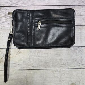 Vintage Scully Leather Clutch Wristlet Black Leather Zip Closure Bag Western